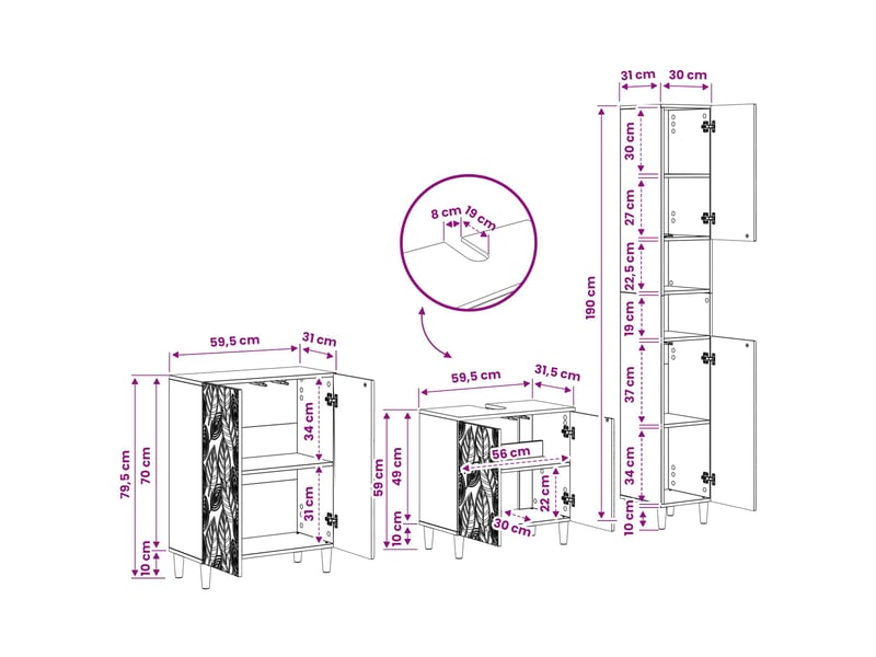  Ensemble de meuble de salle de bain 3 pièces delft cf63365  - Conforama E