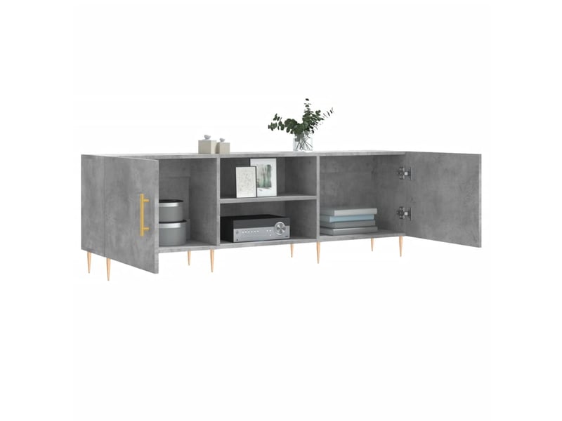  Meuble tv - banc tv - meuble de rangement gris béton 150x30x50 cm bois d'ingénierie  - Conforama D