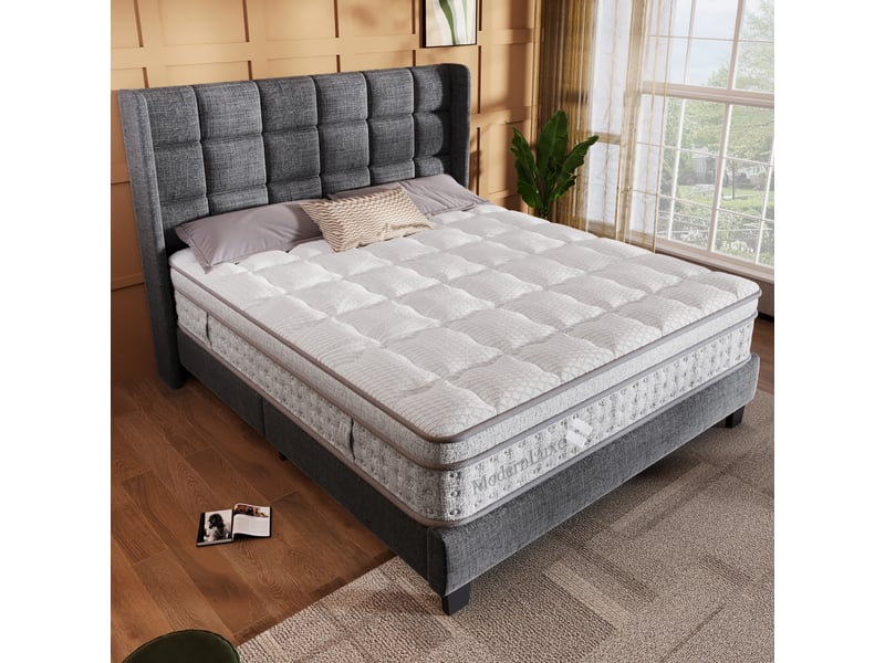  Matelas hybride,180x200 cm,h3 7 zones en polyester blanc avec soutien ciblé,hybride,blanc  - Conforama B