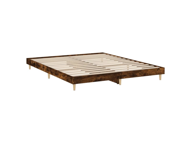  Lit double- lit adulte -  cadre de lit sans matelas chêne fumé 150x200 cm bois ingénierie  - Conforama D