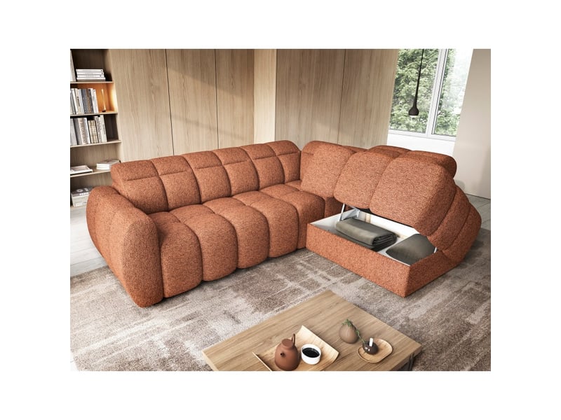  Canapé d'angle électrique ronda 4 places orange chiné – angle droit  - Conforama C
