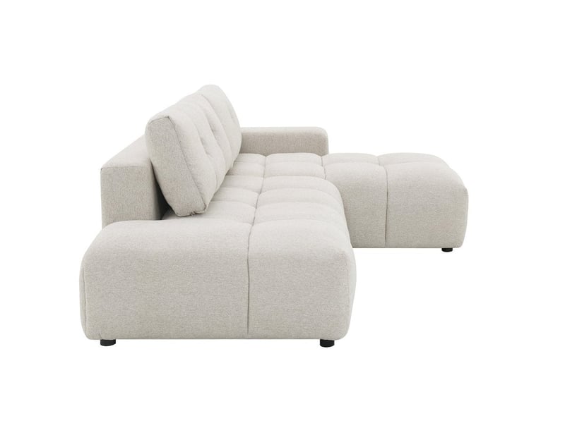  Canapé d'angle convertible avec coffre en tissu texturé beige angeline - angle droit 12390-3M-BEI - Conforama E
