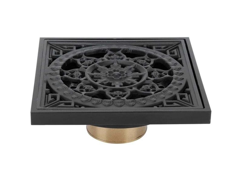  Siphon de sol noir 10 x 10 x 4 cm – grille carrée avec filtre amovible – grille de siphon de sol en cuivre pour cuisine, salle de bain, balcon  - Conforama A