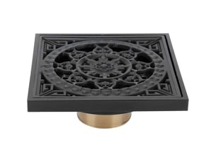 Siphon de sol noir 10 x 10 x 4 cm – grille carrée avec filtre amovible – grille de siphon de sol en cuivre pour cuisine, salle de bain, balcon