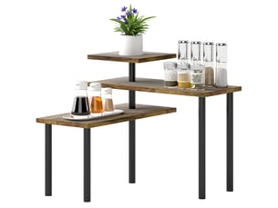 Étagère de cuisine à 3 niveaux pivotante gain de place en bois et acier marron rustique 40x10x36.5 cm