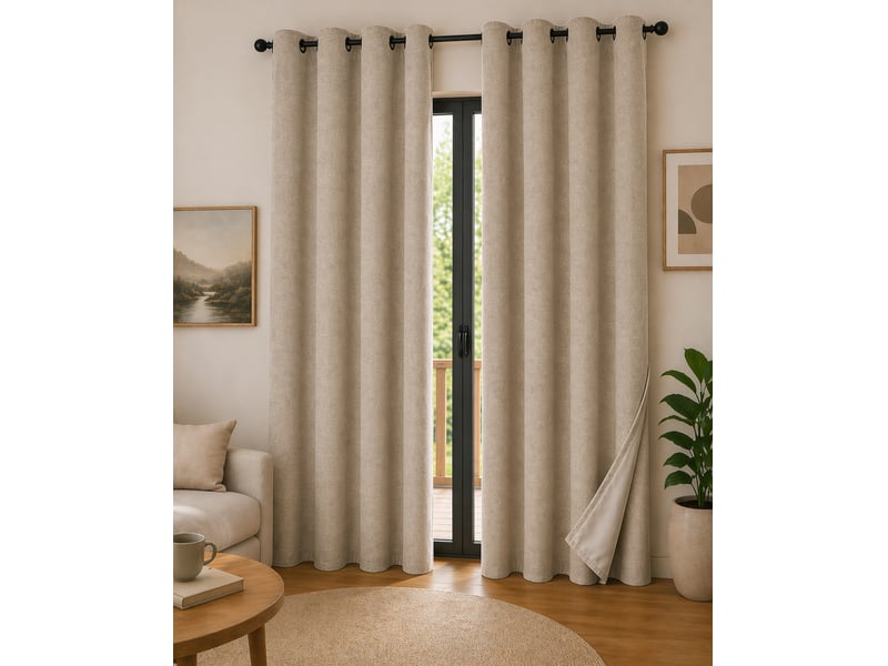  Lot de 2 rideaux 140 x 240 cm blackout total &amp; thermique double polaire pampa  - Conforama A