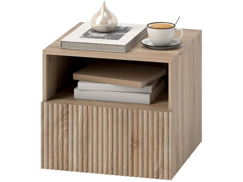  Table de chevet murale 1 tiroir 1 niche coloris marron clair 40x39,5x35 cm  - Conforama B