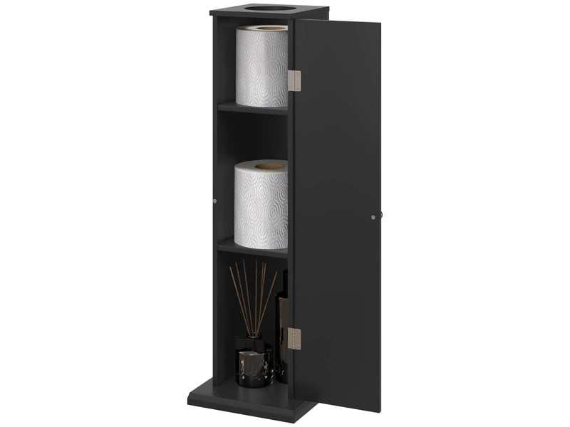  Porte-papier toilette à trois niveaux avec distributeur intégré, pour petites salles de bain, noir  - Conforama B