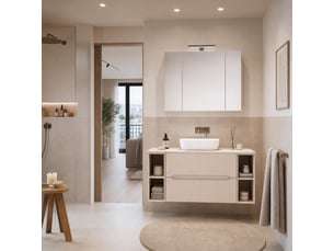 Meuble sous vasque suspendu avec 2 étagères 2t novo l.120 cm cachemire mat