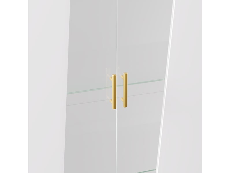 Vitrine led en verre 72 x 40 x 145 cm – blanc – éclairage multicolore, porte asymétrique soft-close - Conforama E