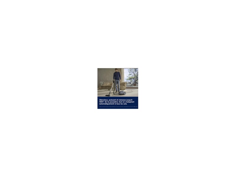  Aspirateur traineau avec sac puresound 700 silent 600 w bleu 59 db hepa 12 m 8336580 - Conforama C