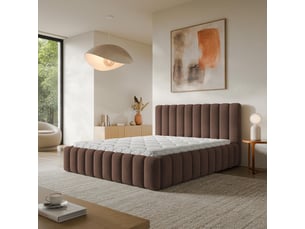 Lit coffre 200x200 cm <strong>MASSENO</strong> <strong></strong> coloris marron