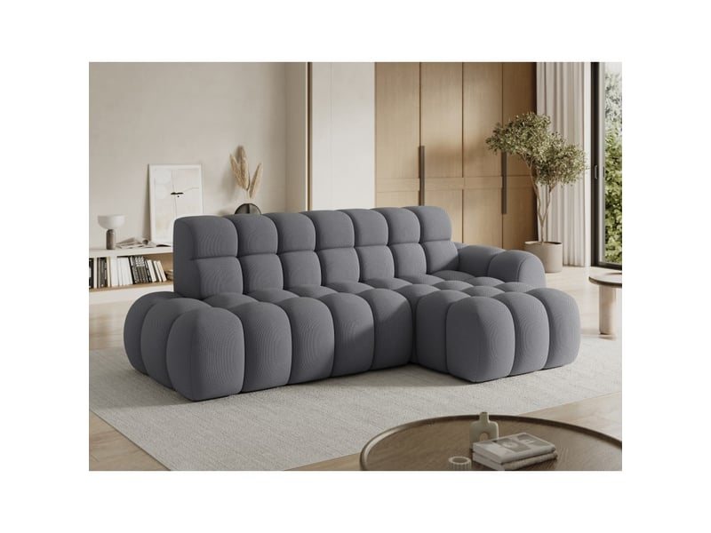  Canapé d'angle convertible bulla 3 places gris angle droit – tissu nid d'abeille avec extension d'assise électrique  - Conforama B