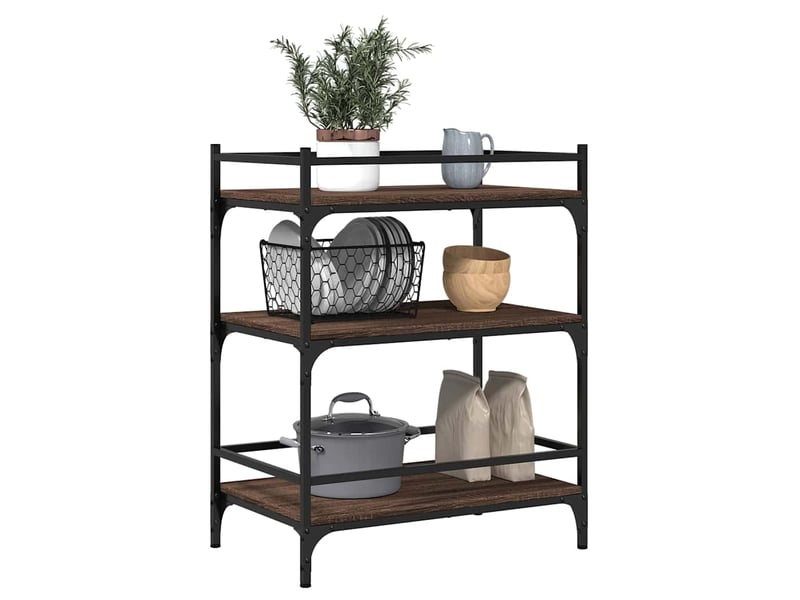  Desserte de cuisine, chariot de rangement chêne marron 65x40x86,5 cm bois d'ingénierie  - Conforama E