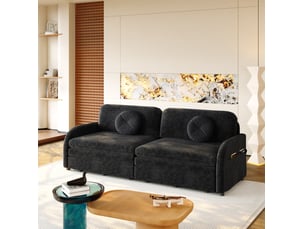 Canapé-lit 3 places 206 x 84 cm – noir – convertible 3-en-1, rangements latéraux et coussins