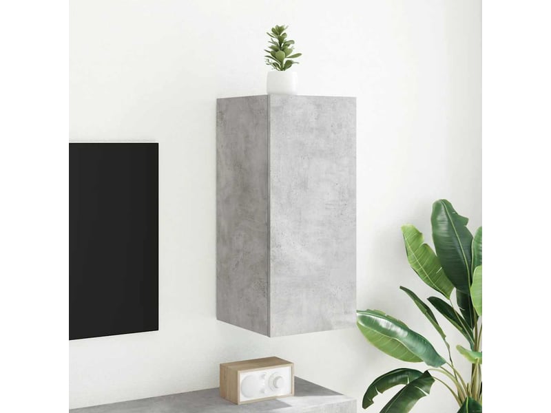  Meuble tv - banc tv - meuble de rangement mural avec lumières led gris béton 30,5x35x70 cm  - Conforama E