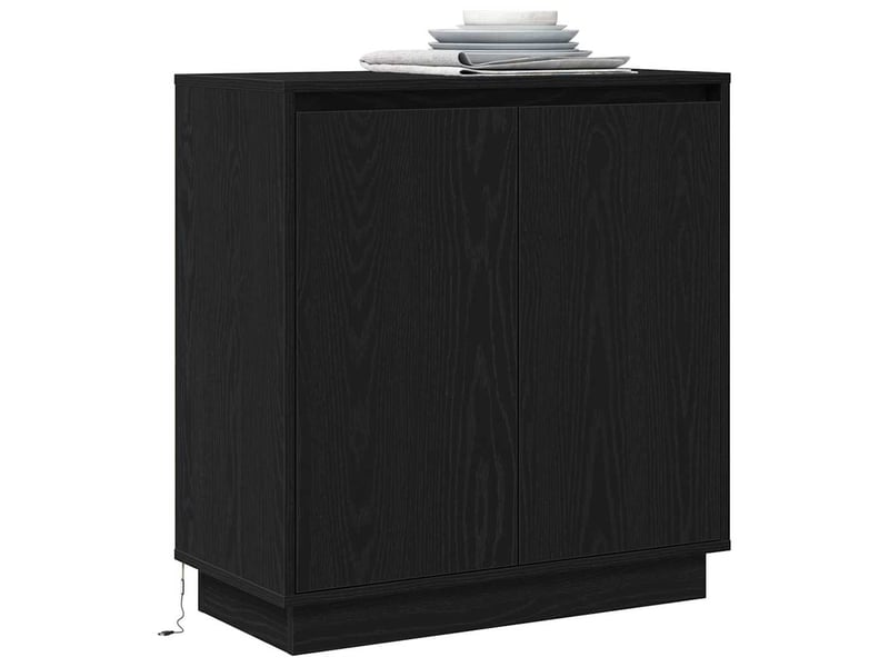  Buffet - bahut - meuble de rangement led chêne noir 71 x 34,5 x 75 cm bois d'ingénierie  - Conforama C