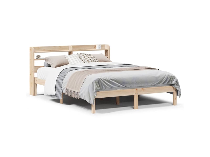  Lit double- lit adulte -  cadre de lit sans matelas 150x200 cm bois de pin massif  - Conforama A