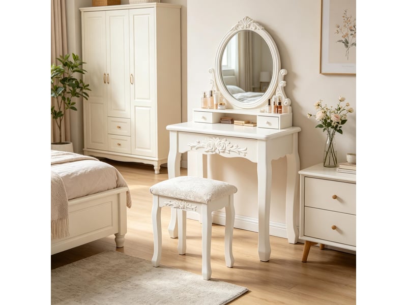 Tabouret de piano élégant, tabouret de vanité au design vintage, tabouret de dressing rembourré, tabouret de chambre à coucher, tabouret à 1005006011103862-1 - Conforama C