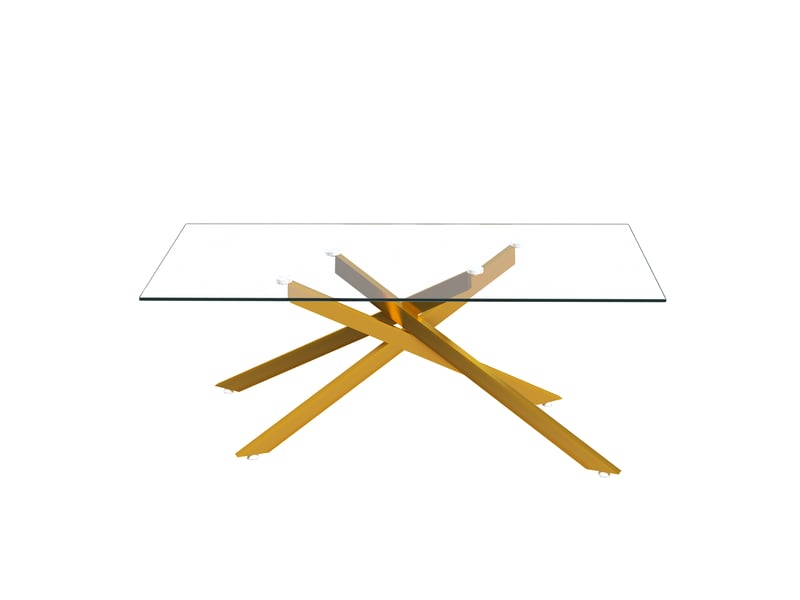  Table basse en verre trempé, structure en métal doré, table de salon moderne rectangulaire 120x60 cm  - Conforama A