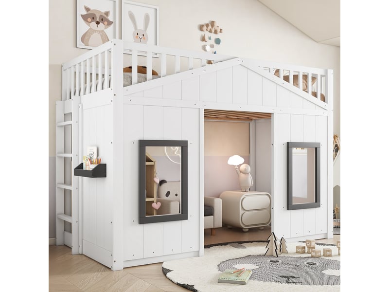  Lit mezzanine 90x200cm coloris blanc lit enfant blanc - Conforama D