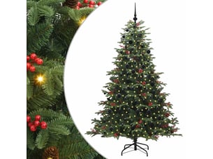 Sapin de noël, arbre de noël artificiel vert 210 cm pvc, métal et plastique cf61461