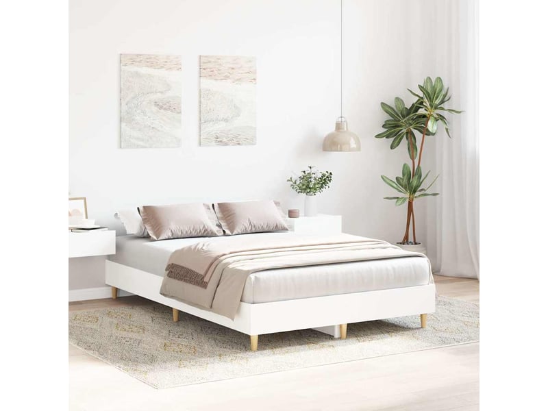  Lit double- lit adulte -  cadre de lit sans matelas blanc 120x190 cm bois d'ingénierie  - Conforama B