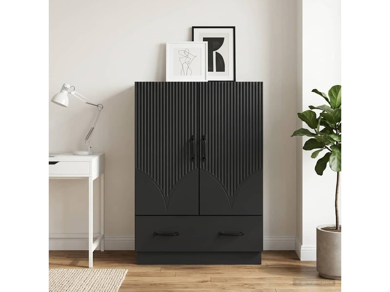  Buffet - bahut - meuble de rangement avec tiroir noir 66 x 34,5 x 92 cm bois d'ingénierie  - Conforama C