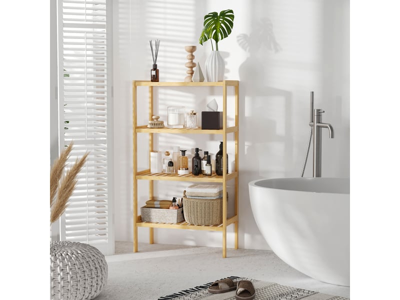  Étagère de rangement, étagère en bambou à 4 niveaux, bibliothèque pour salon, chambre et bureau,62 x 33 x 112 cm, bois naturel  - Conforama D