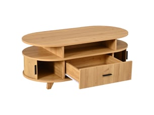 Table basse ovale coloris naturel   - 50 cmx100 cm