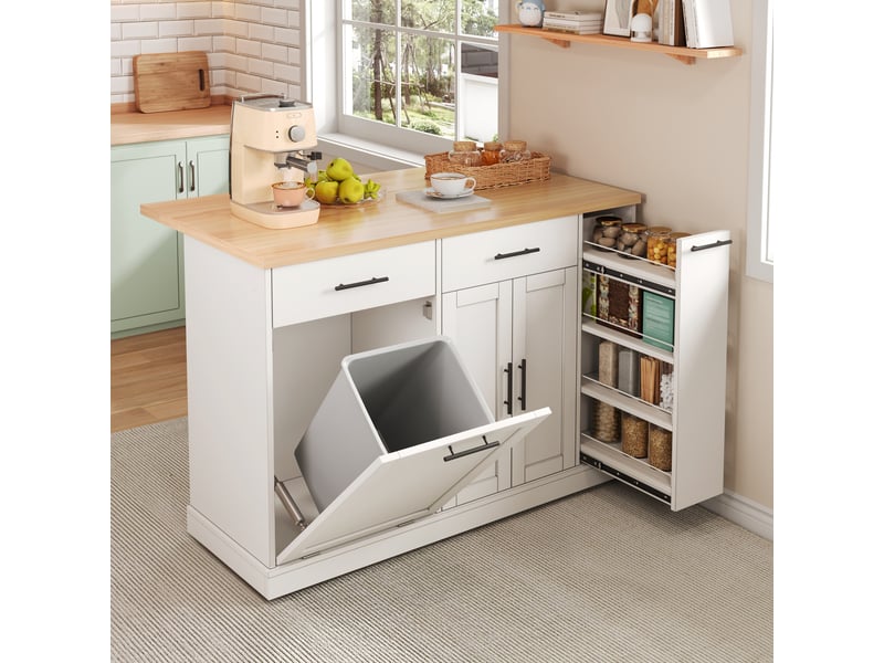  Îlot de cuisine 1 porte 2 tiroirs coloris blanc mdf  - Conforama B