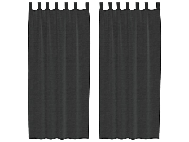  Lot de 2 rideaux en voile, voilages avec passants noir cf44453  - Conforama A