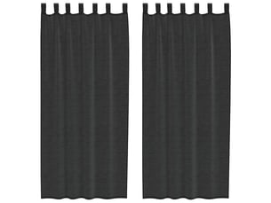 Lot de 2 rideaux en voile, voilages avec passants noir cf44453