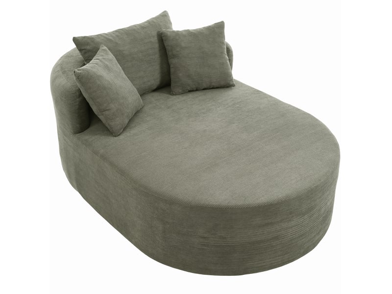  Fauteuil de relaxation ovale 170 × 112,5 × 83 cm en velours côtelé vert chicfurn  - Conforama A