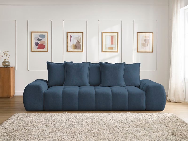  Bobochic canapé droit fixe 3 places everest tissu chiné bleu foncé EVEREST - Conforama D