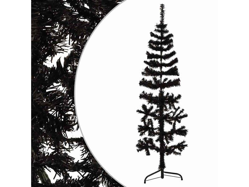  Demi sapin de noël, arbre de noël artificiel mince avec support noir 120 cm  - Conforama A