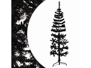 Demi sapin de noël, arbre de noël artificiel mince avec support noir 120 cm