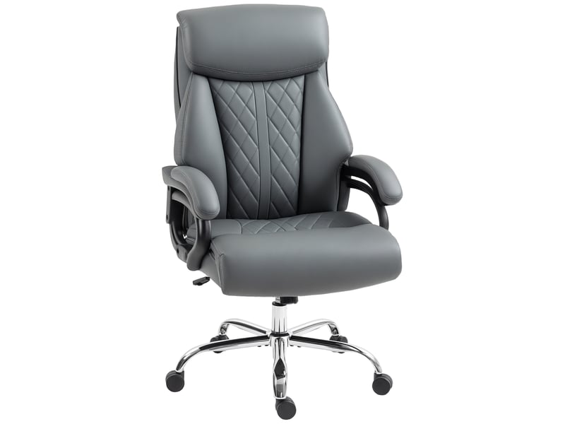  Fauteuil de direction, supportant jusqu'à 150 kg, fauteuil de bureau grande taille en cuir pu avec rembourrage à ressorts, gris anthracite  - Conforama A