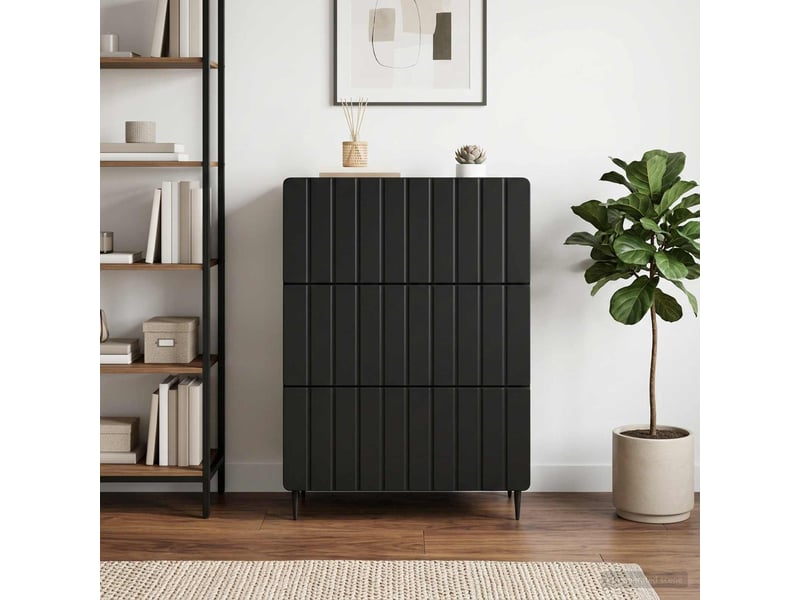  Armoire de rangement bureau, armoire à tiroirs 66 x 34,5 x 92 cm bois d'ingénierie noir  - Conforama D