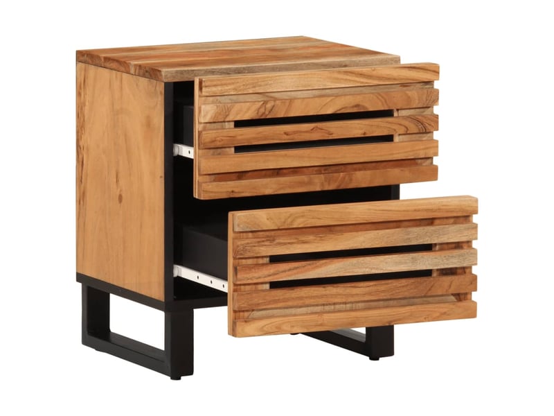  Lot de 2 tables de chevet - cabinet de chevet - table de nuit 40x34x46 cm bois d'acacia massif  - Conforama B
