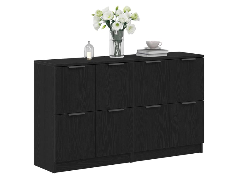  Buffet - bahut - meuble de rangement 2 pc chêne noir 60 x 30 x 70 cm bois d'ingénierie  - Conforama C