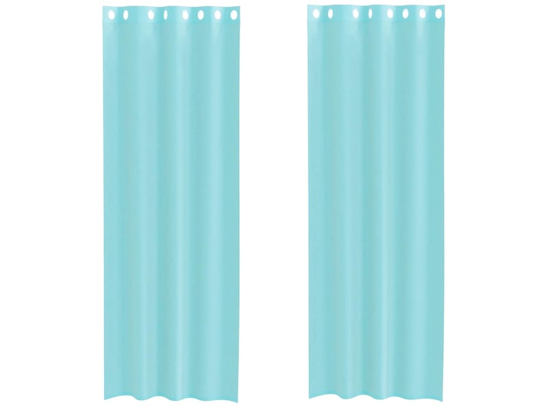  Lot de 2 rideaux en voile, voilages avec œillets turquoise cf44429  - Conforama A