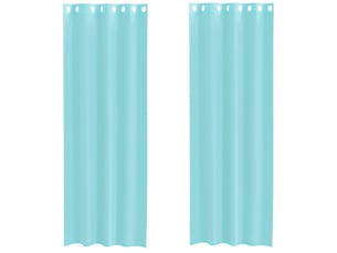 Lot de 2 rideaux en voile, voilages avec œillets turquoise cf44429