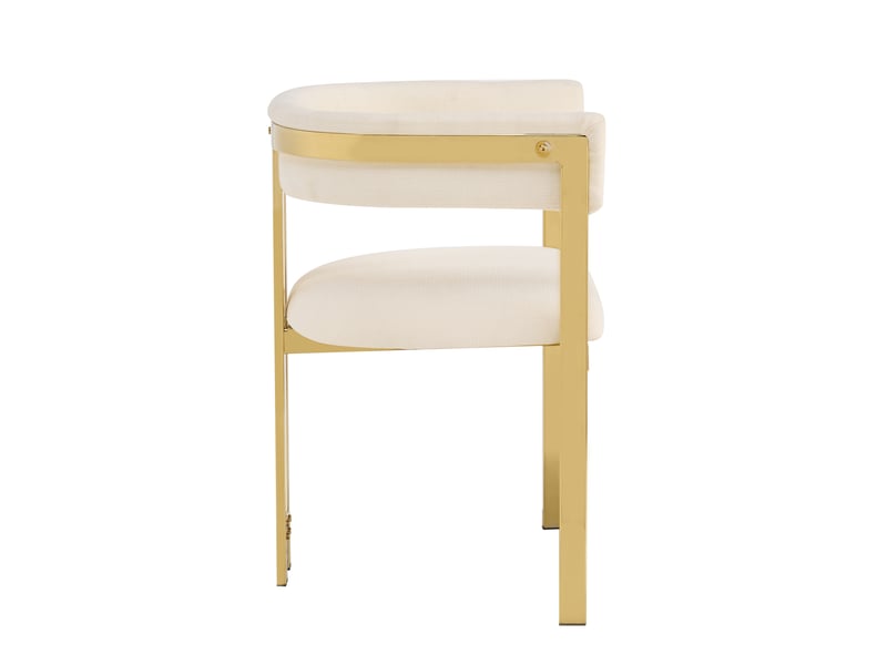  Lot de 2 chaises de salle à manger,60x50x76 cm,chenille,beige et doré  - Conforama E