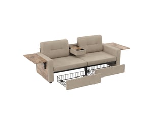 Canapé droit fixe MODENUIT   2 places Tissu beige avec coffre de rangement