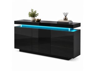 Buffet 2 porte(s) 3 tiroir(s) - 140 cm coloris noir