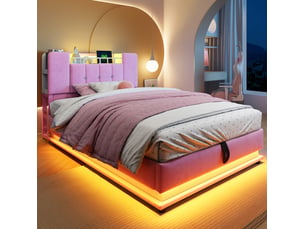 Lit coffre 90x200 cm <strong></strong>  <strong></strong> coloris rose