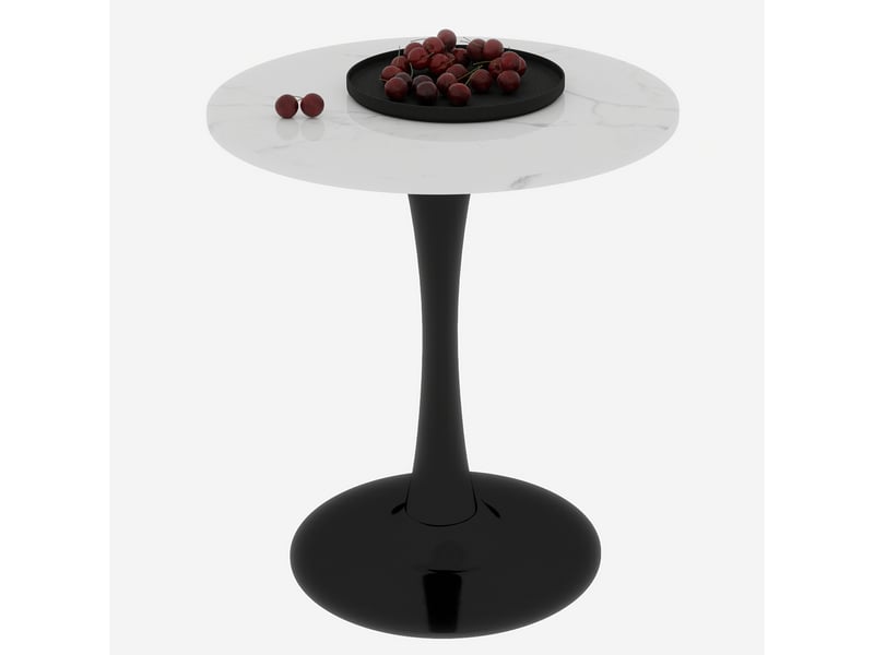  Table ronde 70 cm – guéridon noir et blanc effet marbre – h 72 cm  - Conforama A