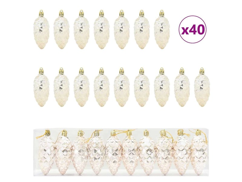  Boule de pomme de pin de noël 40 pcs champagne 4 x 9 cm  - Conforama A