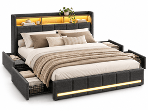 Lit coffre 160x200 cm YELENARO   coloris gris